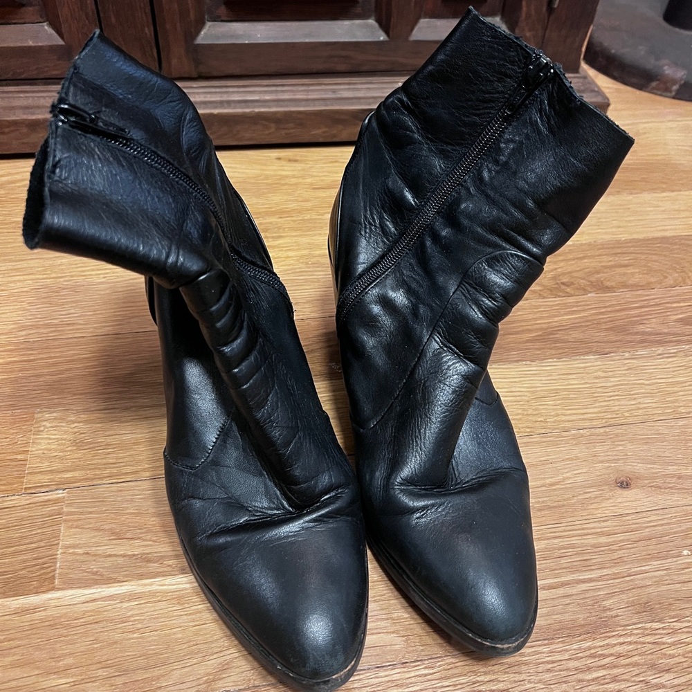Topshop Black Leather Women's Ankle Boots